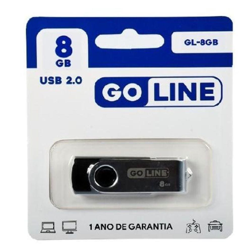 Pen Drive De 8Gb Goline Gl-8Gb Usb 2.0 - Preto / Prata