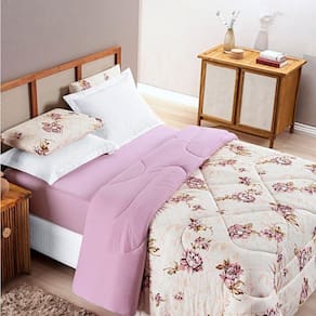 Edredom King Dupla Face Quality Malha 100% Algodão 1 Peça Rose