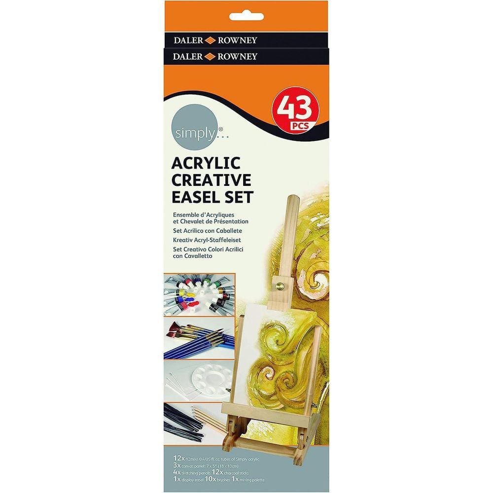 Kit Acrilico Criativo Mini Cavalete 43 Peças Daler Rowney