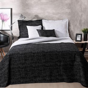 Colcha Queen Jacquard Dual Dupla Face 5 Peças Preto