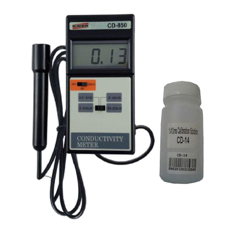 Kit Condutivímetro Digital 0 A 200Ms Hold Condutividade Eletrodo Cd-850 Portátil Instrutherm Estojo Solução Calibração