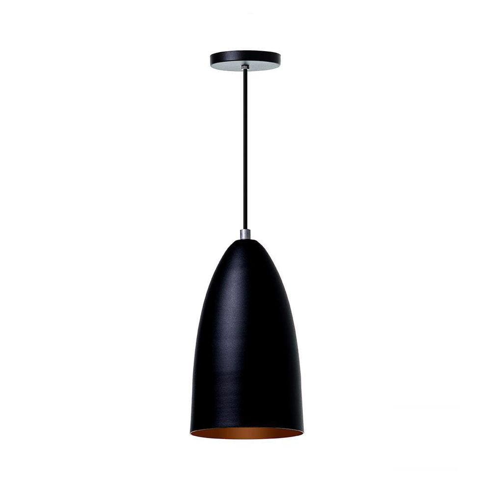 Lustre Pendente Bala Alumínio M Preto 22cm