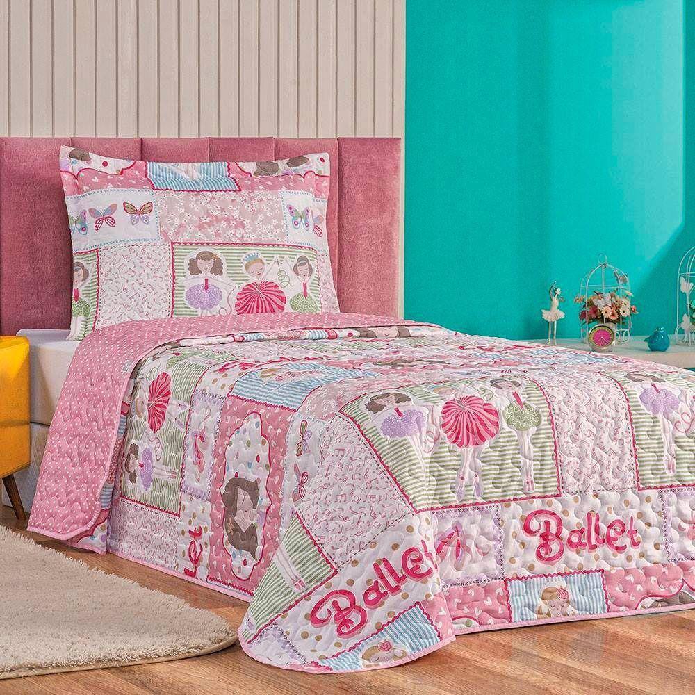 Colcha Solteiro Bouti Kids Dupla Face Estampado 2 Peças Ballet