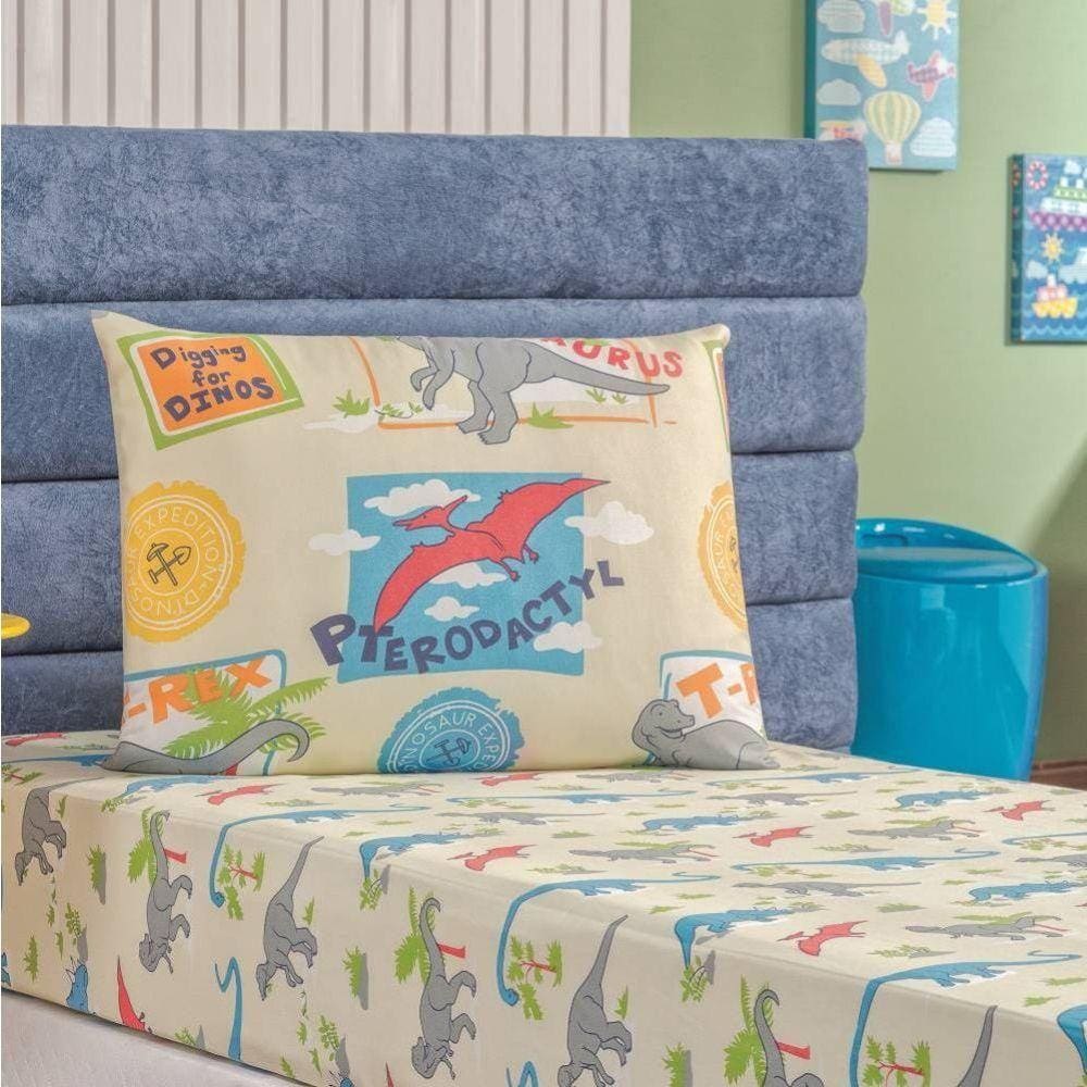 Jogo De Lençol Solteiro Bouti Kids Estampado 2 Peças Dino