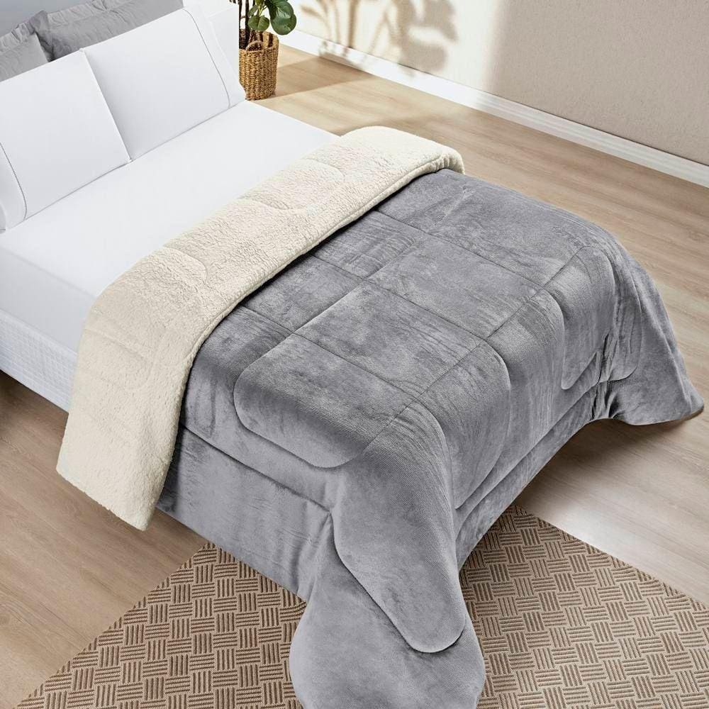 Edredom King Coberdrom Sherpa-mantinha Everest 1 Peça Cinza