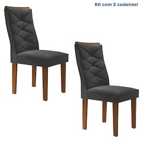 Conjunto 2 Cadeiras para Sala de Jantar Germany Espresso Móveis Chocolate/Off White/Boucle Cinza