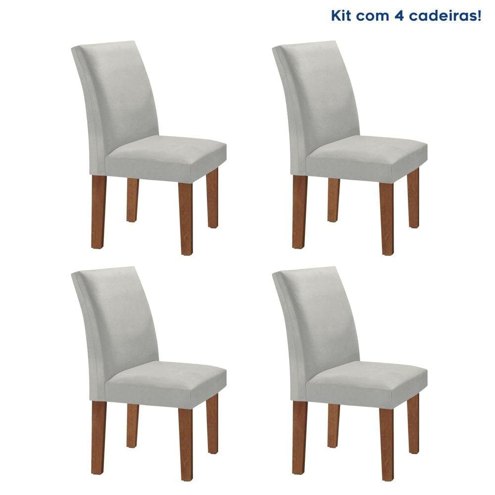 Kit 4 Cadeiras Estofadas Espanha Espresso Móveis Chocolate/Off White/Gelo