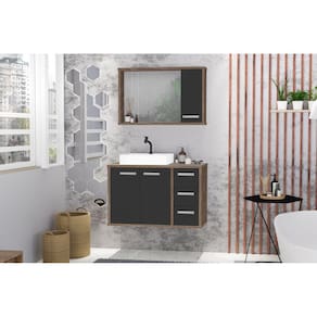 Conjunto para Banheiro Turin 80 com Vidro Avelato / Preto