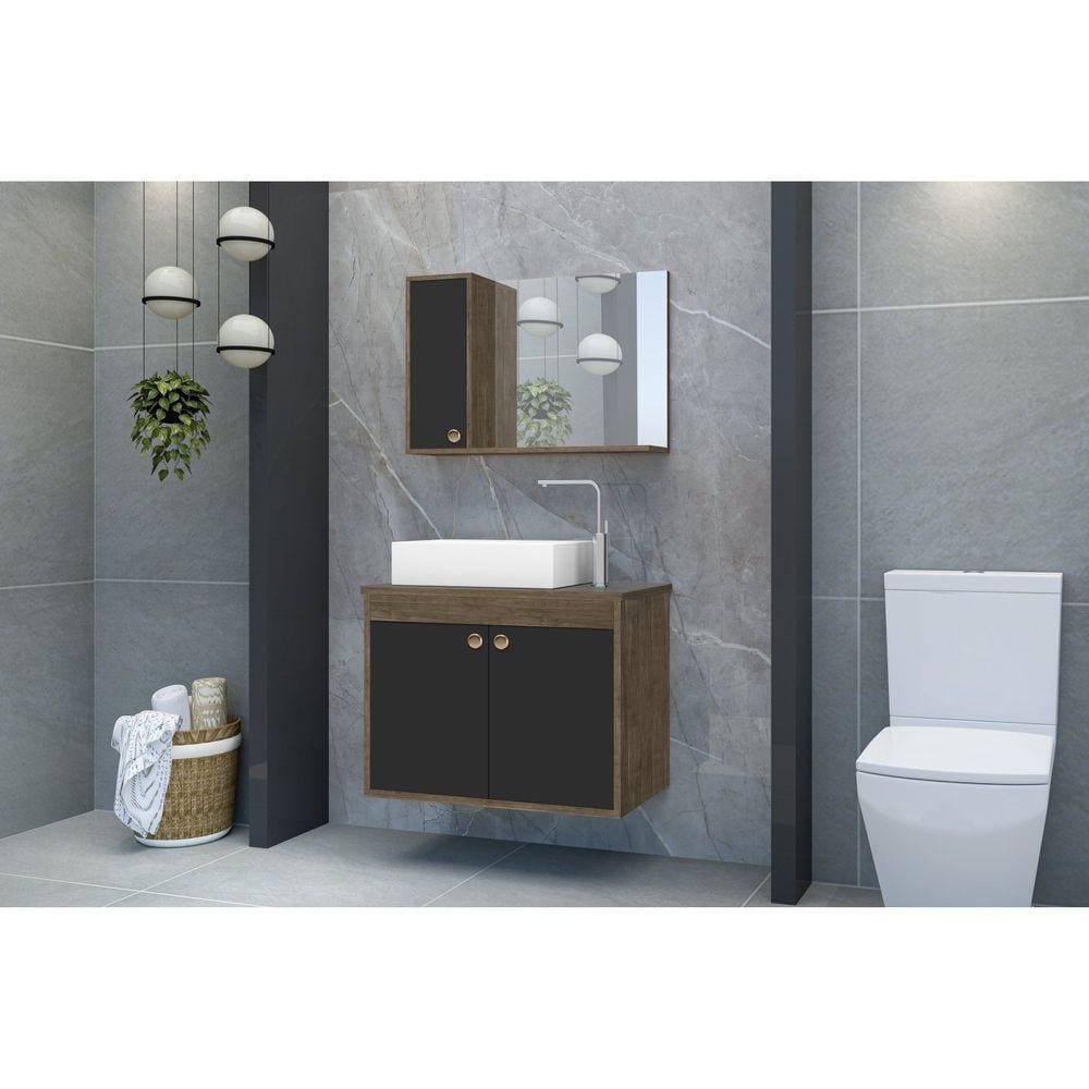 Conjunto para Banheiro Clean 60 com Cuba Avelato / Preto