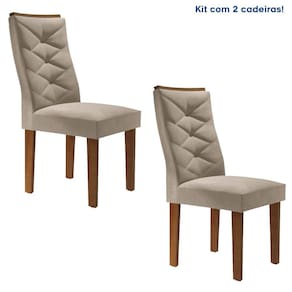 Conjunto 2 Cadeiras para Sala de Jantar Germany Espresso Móveis Chocolate/Off White/Boucle Bege