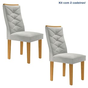 Conjunto 2 Cadeiras para Sala de Jantar Germany Espresso Móveis Cinamomo/Off White/Boucle Gelo