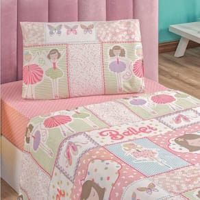 Jogo De Lençol Solteiro Bouti Kids Estampado 3 Peças Ballet