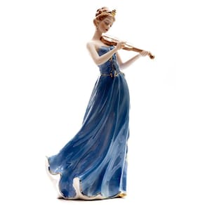 Escultura Mulher Dama Violinista Em Porcelana Grande 35 Cm