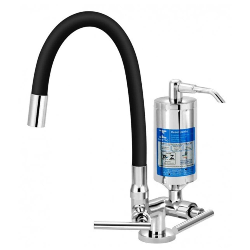 Torneira Cozinha Mesa com Filtro Abs ¼ Volta Bica Articulável Omega C61 Preto