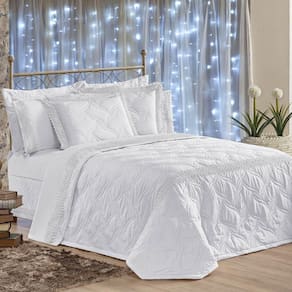 Cobre Leito Queen Royalle Matelado Com Guipir 7 Peças Branco