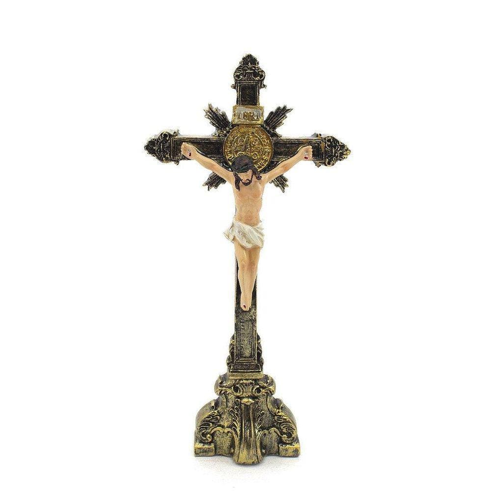 Crucifixo Pedestal Importado Resina 20 Cm