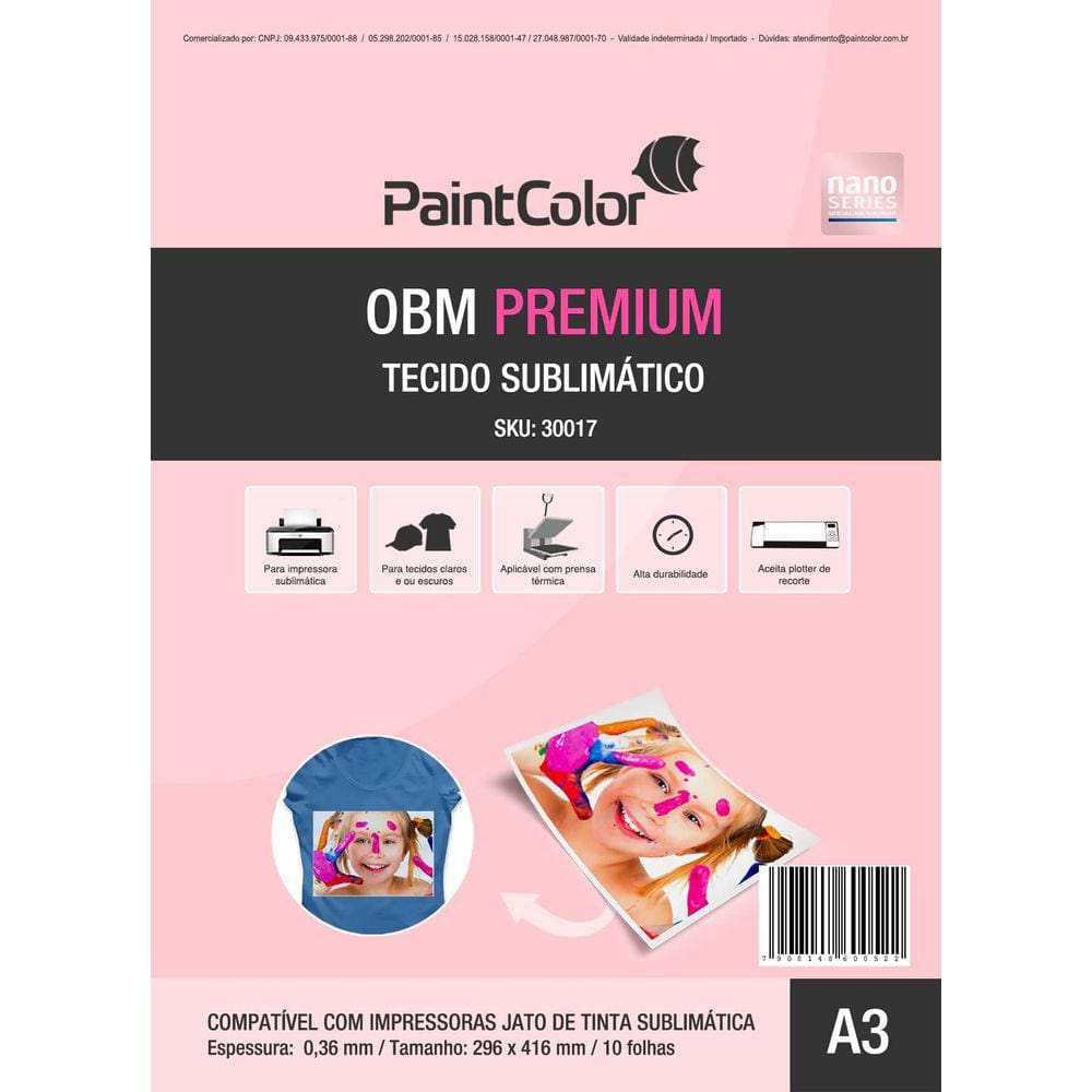 Tecido Sublimático Premium A3 10 Unidades