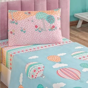 Jogo De Lençol Solteiro Bouti Kids Estampado 3 Peças Balão