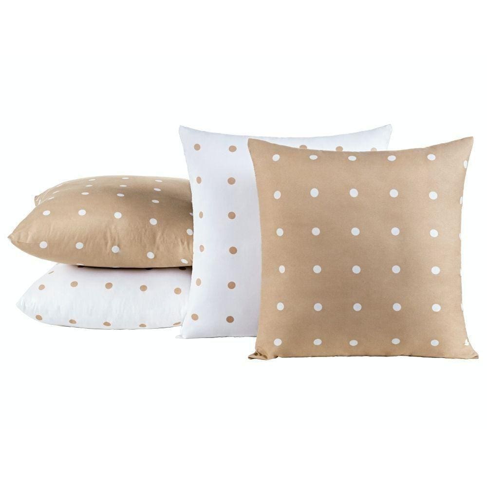 Kit 04 Almofadas Cheias Petit Poa 45cm X 45cm Caqui