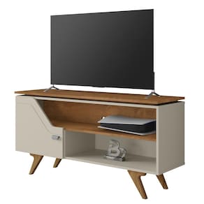 Rack para TV até 50 Polegadas 1 Porta 1 Prateleira Valência Off-White/Naturalle - Bechara