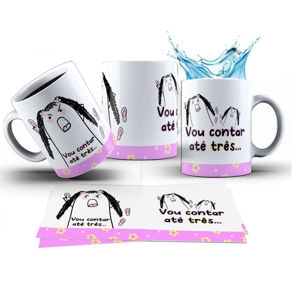 Caneca 325ml Flork Dia das mães, Vou contar até três