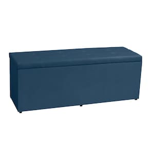 Calçadeira Recamier Baú King 1,95m Berlim Suede Azul Marinho - Pallazio