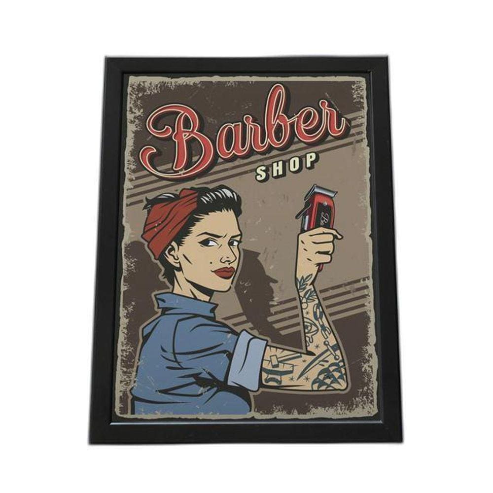 Quadro Com Moldura Barber Shop Mulher