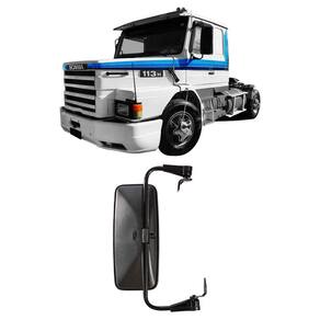 Espelho Retrovisor Plano Completo Bipartido Caminhão Sc 112 / 113 L/D