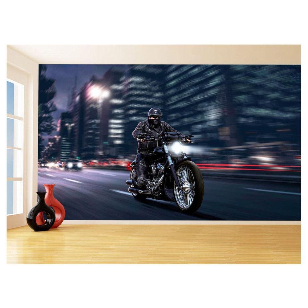 Papel De Parede 3D Moto Custom Chopper Viagem 3,5M Bkm117