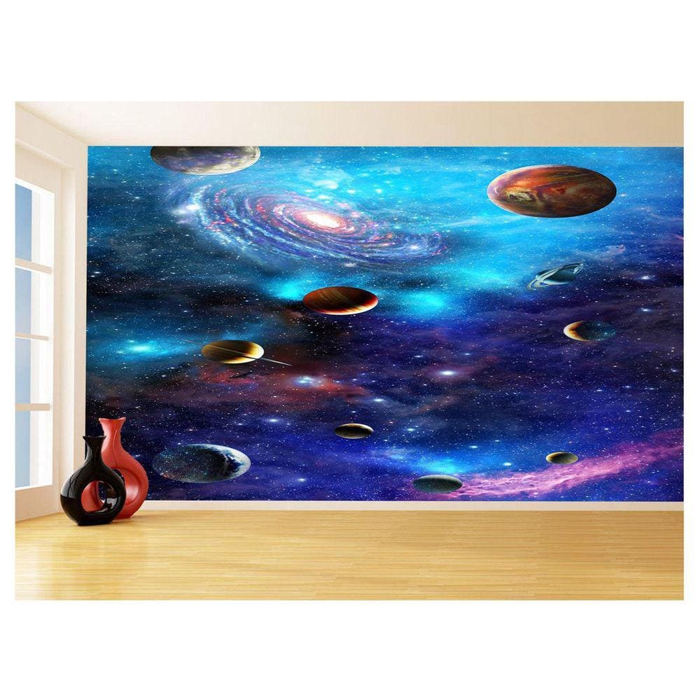 Papel De Parede 3D Espaço Estrelas Planetas 3,5M Nsp172