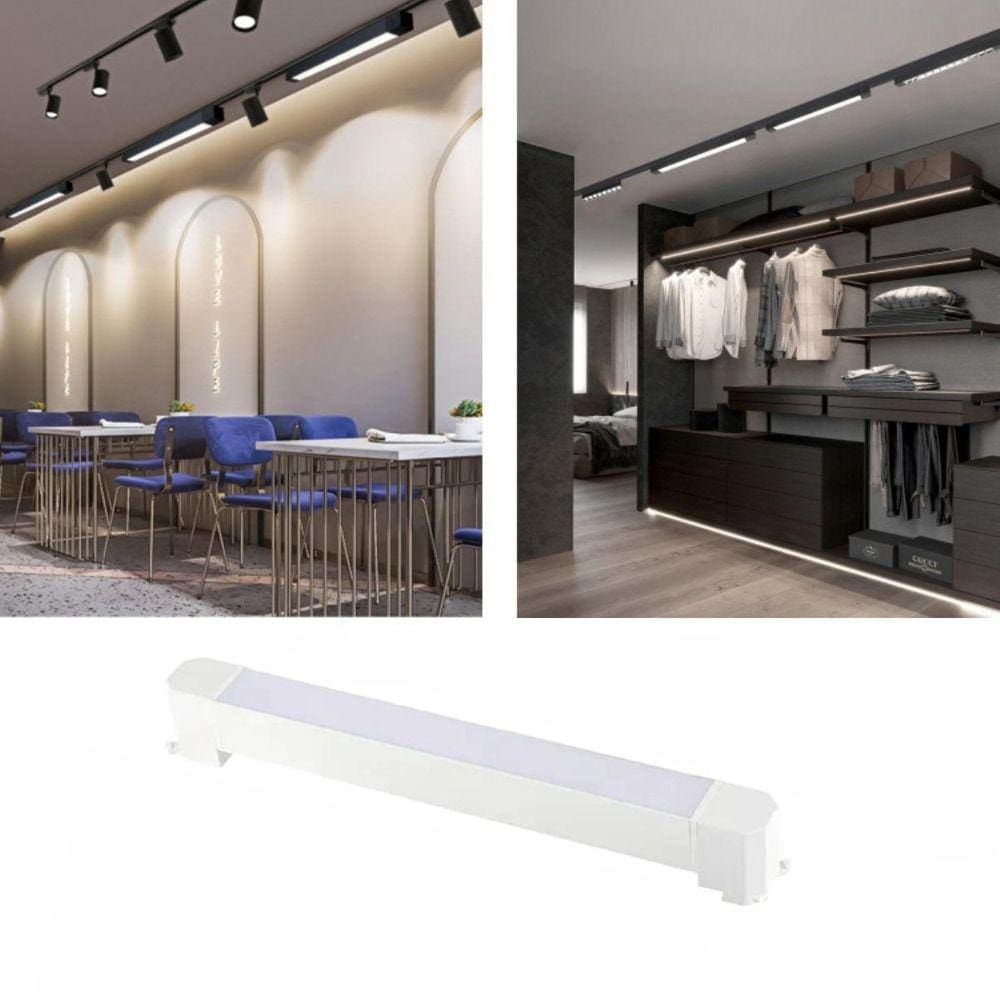 Luminária Branca Luz Difusa Linear 20W De 33Cm Para Trilho
