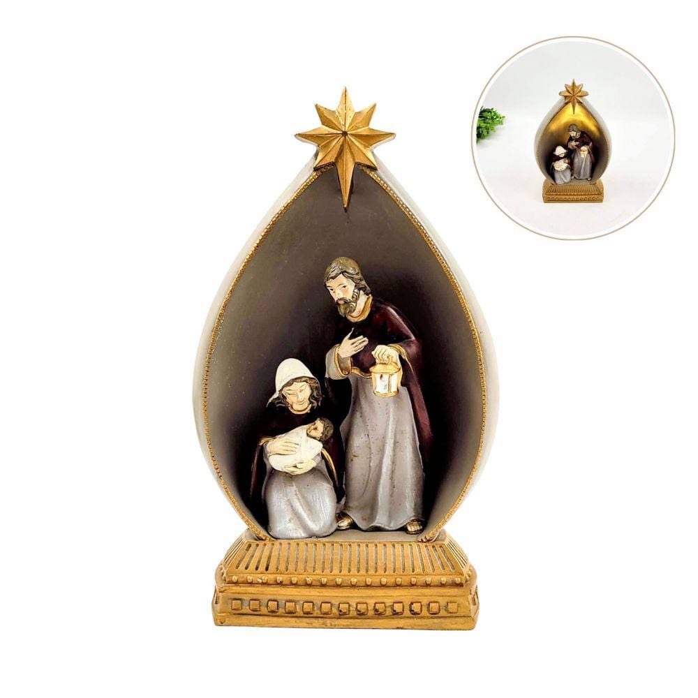 Enfeite de Natal Sagrada Família 23x14x9cm com Luz - Resina