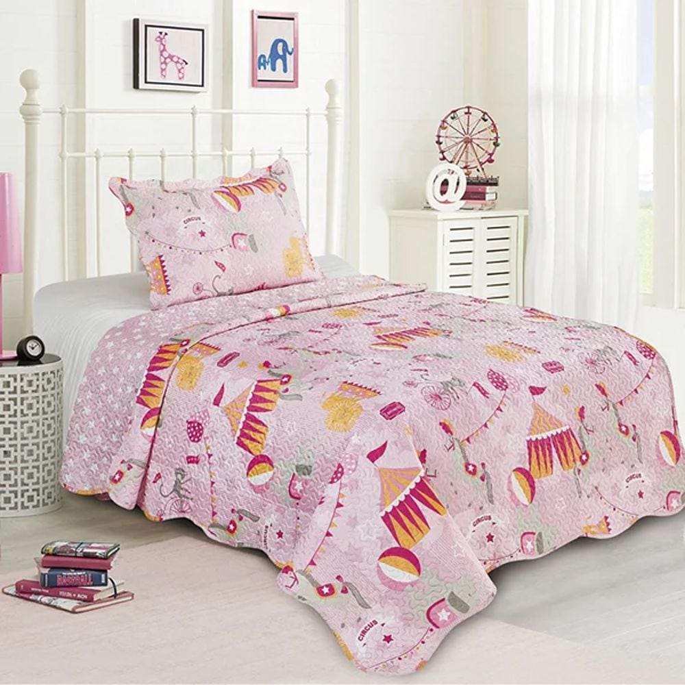 Cobre Leito Solteiro Camesa Evolution Patchwork Circo 2 Peças