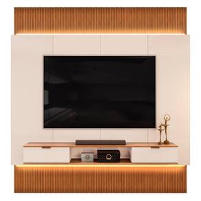 Painel Para TV 85 Pol Canelado Extensível Piso ao Teto D04 Off White/Freijo - Mpozenato