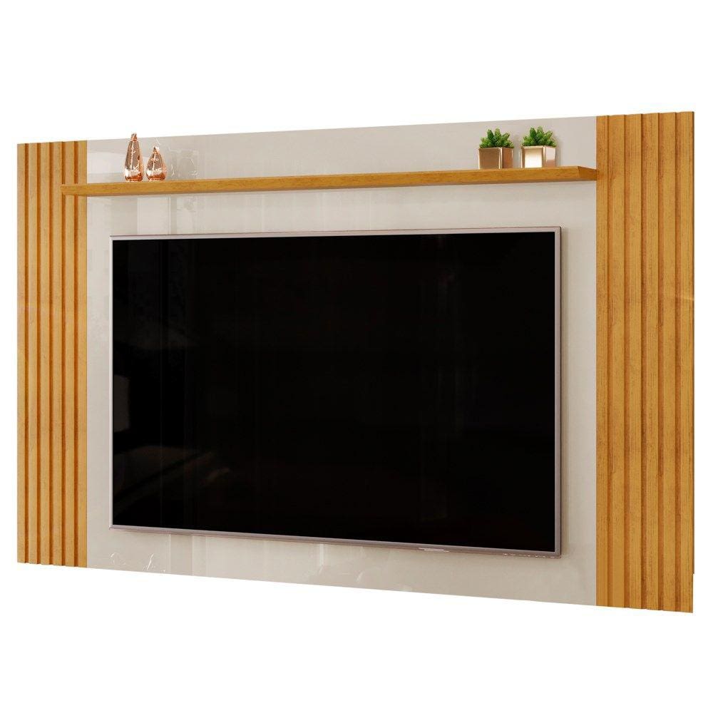 Painel Para TV Suspenso 75 Pol 219cm Ripado Giulia D04 Cedro/Bali - Mpozenato