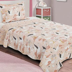 Cobre Leito Solteiro Camesa Evolution Patchwork Cisne 2 Peças