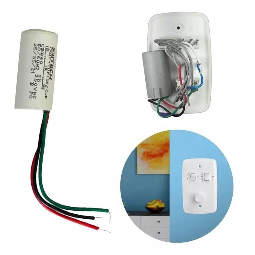 Capacitor Motores E Ventiladores 3 + 7Uf X 250V - 3 Fios