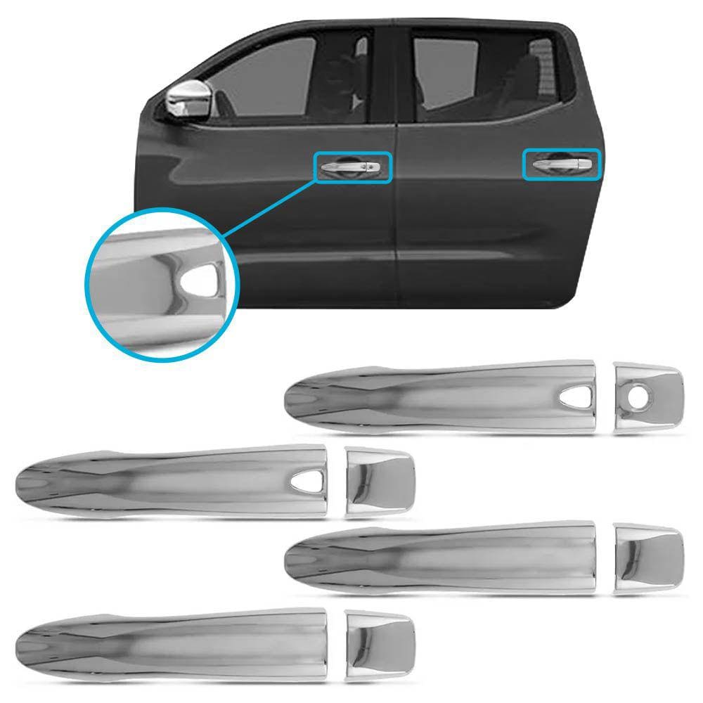 Aplique Maçaneta Cromado Com Furo Keyless Frontier 2017 2018 2019 2020 2021 4 Peças