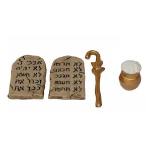 Kit Utensílios Da Arca, Tábua Da Lei, Vara De Arão, Maná