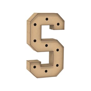 Letra Caixa Grande S Mdf 80Cm Altura Furo Lampada Iluminação