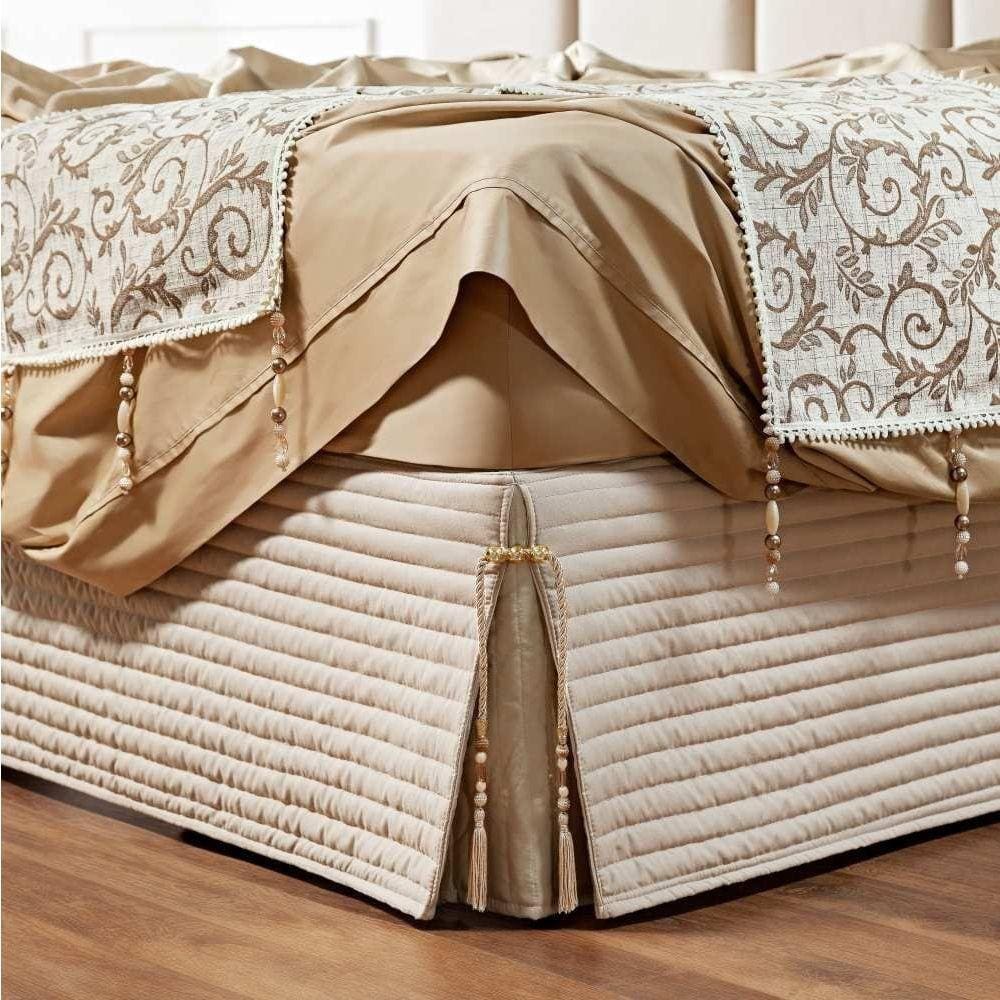 Saia Para Cama Box Casal Padrão Dual 1 Peça Bege