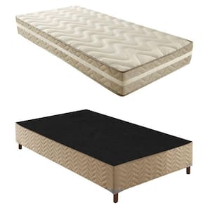 Box Solteiro Florença 42x88x188cmcom Colchão Solteiro Quality Plus Duoface 20x88x188cm Rustico Bege