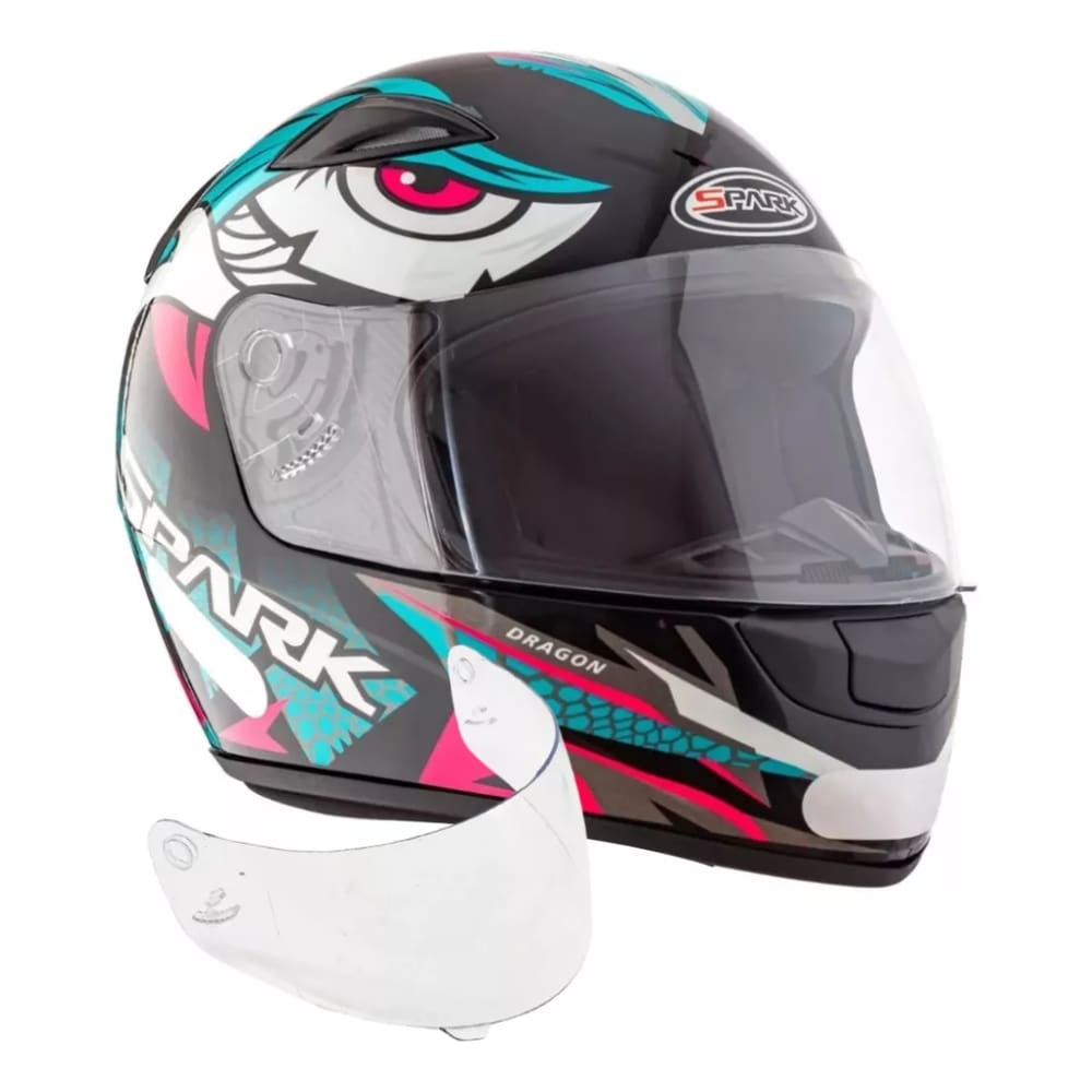 Capacete Feminino Ebf Spark Dragon Mais Viseira Cristal