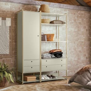 Closet Industrial Olivar Conjunto 1 Porta 4 Gavetas Off White - Olivar Móveis