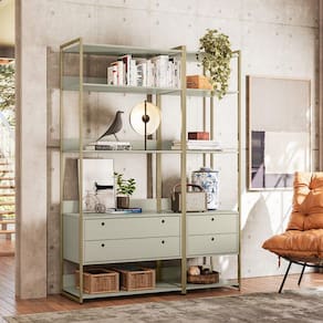 Closet Industrial Olivar 4 Gavetas 10 Prateleiras Off White - Olivar Móveis