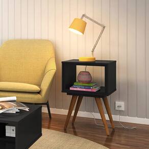 Mesa Lateral Retro 40 1 Nicho Preto - Olivar Móveis