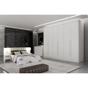 Guarda Roupa Casal 6 Portas 8 Gavetas - Himalaia-Branco - Móveis Novo Horizonte