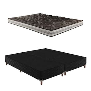 Box Queen Íris 42x158x198cmcom Colchão Queen Unique D33 Plus Duoface 16x158x198cm Preto Elegancy