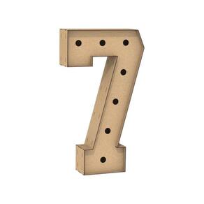 Número 7 Letra Caixa Grande Mdf 80Cm Altura Furo Iluminação