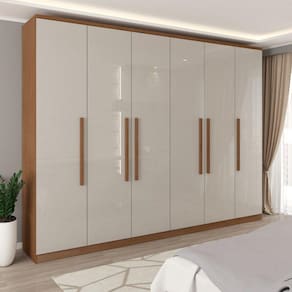 Guarda-Roupa Casal Stamford 6 Portas 4 Gavetas Cinamomo/Off White - Panorama Móveis